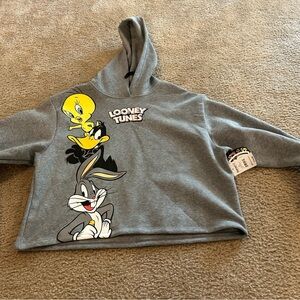 Looney Tunes Cropped Hoodie Sweatshirt -Juniors Size Xl 15/17